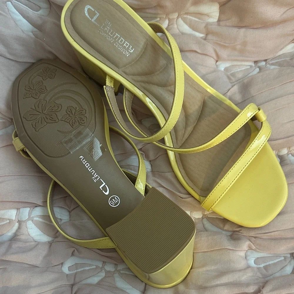 CL by Laundry Yellow Strappy Heels - Picture 3 of 5